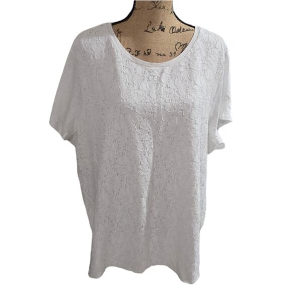 Talbots White Lace Beach Summer Nautical Shirt Plus Size 3X New! - Picture 1 of 7